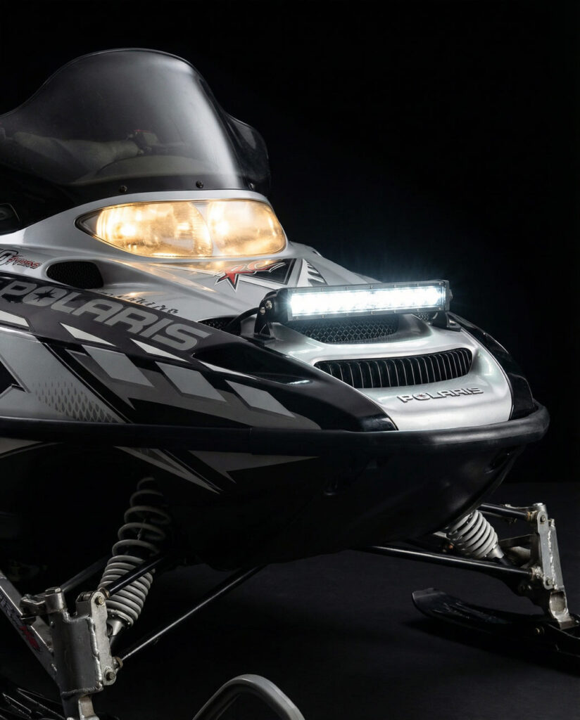 Snowmobile with a Luxtar S14 LED bar